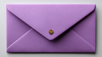 Elegant Purple Envelope with Gold Button Closure  Ideal for Invitations Announcements and Gr