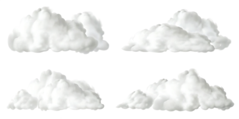 
set of Fluffy cloud png cut out element 