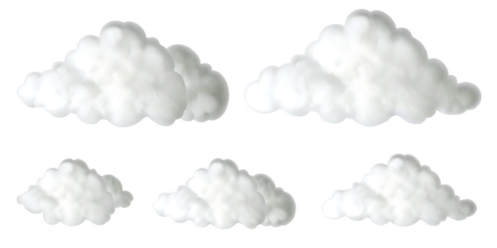 
set of Fluffy cloud png cut out element 