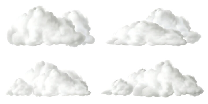 
set of Fluffy cloud png cut out element 