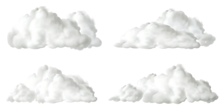 
set of Fluffy cloud png cut out element 