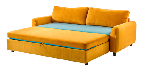 A yellow sofa isolated on a transparent background
