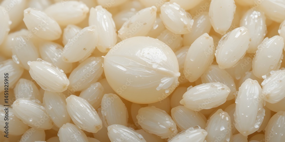 Poster rice grain close up. a single rice kernel magnified shows its natural texture. a perfect representat