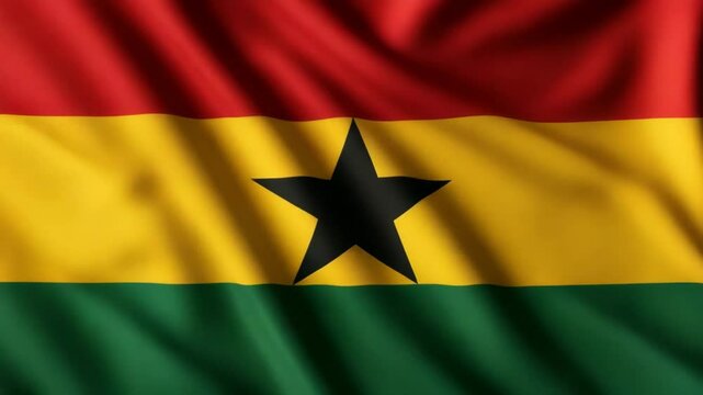 The flag of Ghana gently ripples in the breeze.
Concept of national symbol.