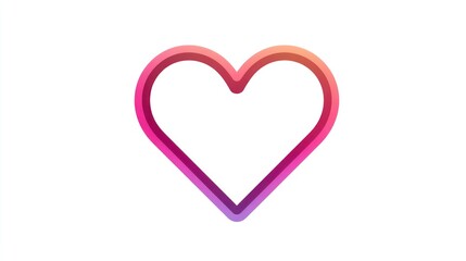 Gradient Heart Outline Vibrant Pink and Purple Love Symbol for Romantic Valentines Day and