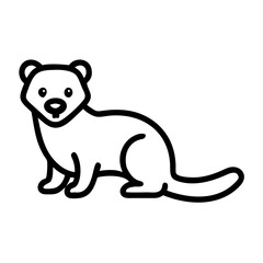 Cute Ferret Illustrating Playfulness in Minimalist Style, icon, vector  