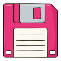 3.5" Floppy Disk. Cartoon Style Illustration