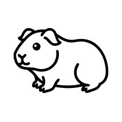 Cute guinea pig illustration in simple style, icon, vector 