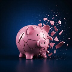 broken piggy bank as the concept of the financial crisis, recession, deficit, and failed investment