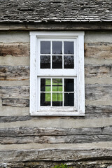 Old weathered wood barn wall, door and window