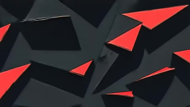 Red and black geometric pattern with triangular shapes creating a dynamic, abstract design