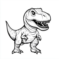 Fototapeta premium Detailed Black and White Illustration of a Tyrannosaurus Rex Dinosaur Design