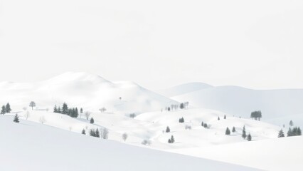 High Contrast Trees Against Pale Snowy Fields