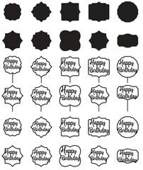 Happy Birthday Cake Topper for Adults, Kids, Men and Women, Cake Topper Template, Plant Stick Template, Vector Template