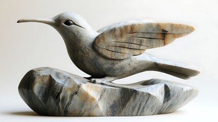 Obraz premium Stone Bird Sculpture Artistic Carving Of A Bird On A Rock High Resolution Photo