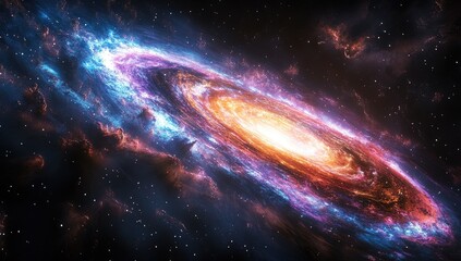 Obraz premium Spiral Galaxy, Cosmic Dust, Nebula, Space, Stars, Background, Astronomy, Science