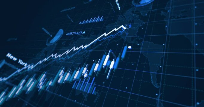 Stock exchange business in the world charts and graphs diagram seamless and loopable concept