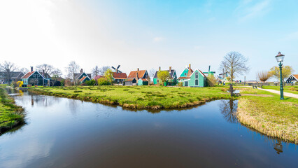Obraz premium Postcard from Zaanse Schans, Zaandam, Netherlands 