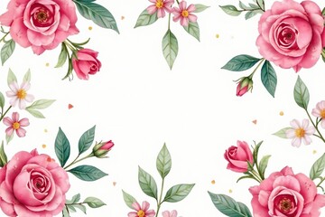 Delicate watercolor roses & leaves, repeat pattern, repeating, leaves, wedding