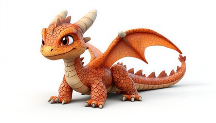 Adorable orange baby dragon