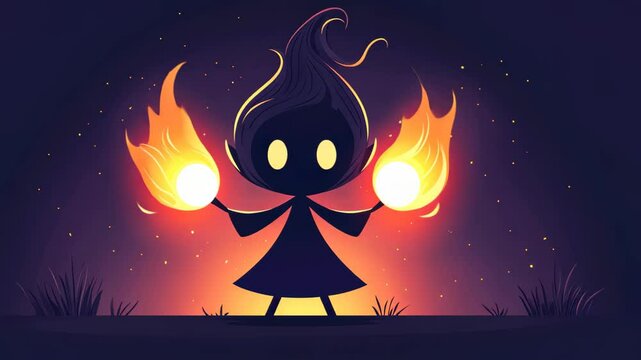 Enigmatic sorceress conjures fireballs, her flowing hair and fierce scream create an intense, captivating D scene.