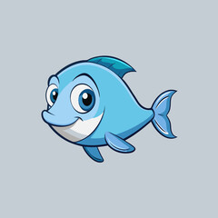 Fototapeta premium Cheerful Blue Fish Illustration: A whimsical illustration features a charming blue fish with a friendly expression, perfect for conveying joy and marine themes.