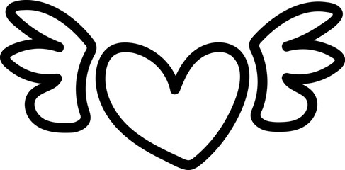 Heart with Wings Outline
