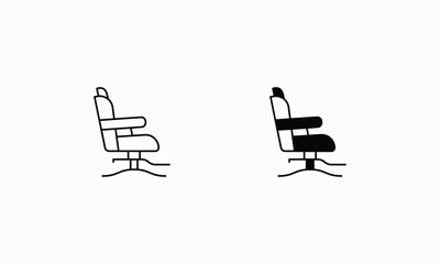 Fototapeta premium Barber Chair icons set Line and Glyph black vector icon stock illustration