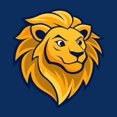 Obraz premium Lion emblem: A majestic lion's head, rendered in a striking illustration style. The image exudes strength, authority, and nobility, perfect for a logo or symbol representing power.