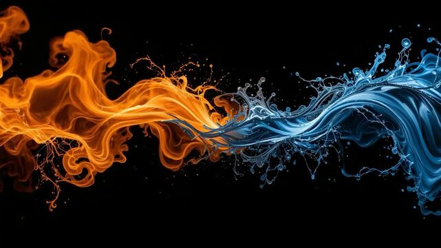 Dynamic contrast of fire and water visual design elements