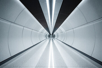sleek futuristic tunnel with bright linear lights
