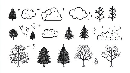 Simple Winter Forest Icons