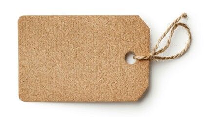 Blank brown kraft label with rustic twine, perfect for crafting or tagging gifts. An ideal canvas for your creativity