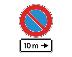 No Standing Road Sign with Action Zone Panel – High Quality Vectorial Stock Image