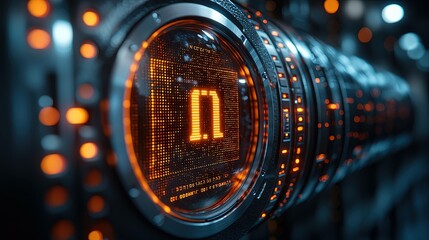 Abstract digital artwork of an eye with glowing elements on a dark background