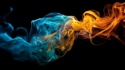 Fototapeta premium Abstract swirls of colorful smoke against black
