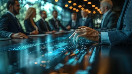 Abstract digital render with blue and orange colors for technology concepts