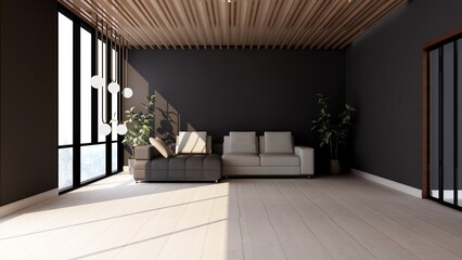 office wooden lobby waiting room for company wall logo mockup