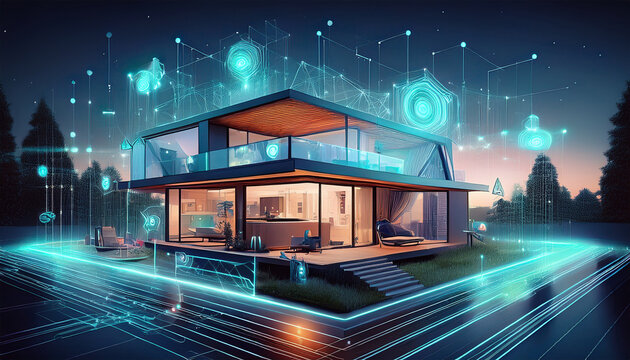 smart home technology futuristic house digital network