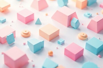 Obraz premium Repetitive geometric shapes in pastel shades on a white background , abstract, forms