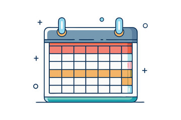 calendar with colorful blocks for easy scheduling and planning, designed in a fun and modern flat style