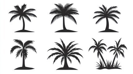 Fototapeta premium Palm Tree Silhouettes, Isolated Design