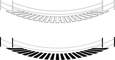 side view Simple suspension bridge icon set © Sutana