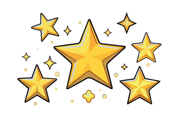 Fototapeta premium shining star icons set in multiple designs with sparkling effects, suitable for creating attention grabbing visual designs