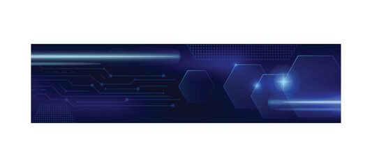 Futuristic abstract technology cybernetic circuit horizontal banner concept