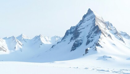 Obraz premium Snow-covered mountain peak, stark white landscape, winter, mountain range, snowy