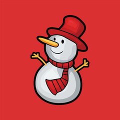 Snowman christmas illustration clip art design vector