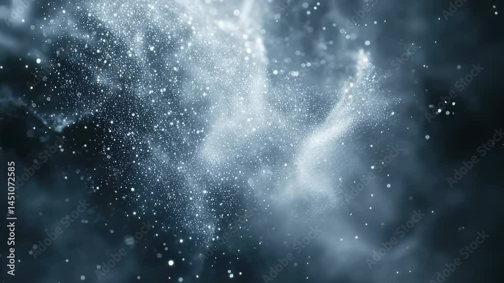 Wall mural abstract glittering dust cloud with bokeh effect on dark background