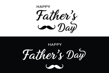 Happy Father's Day Calligraphy Vector - Mustache Art, Trendy Text Greeting for Modern Celebrations