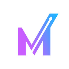 Unique Momentum Icon with Abstract M and Rising Arrow